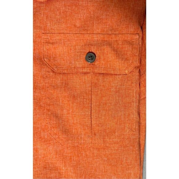 Men's short sleeve Orange VENTED BUTTON UP POCKETS QUICK DRY Camp shirt SZ XL - Picture 6 of 10